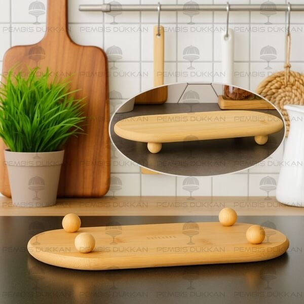 Bambu Oval Top Ayaklı İnce Yağdanlık Altlığı (1526)