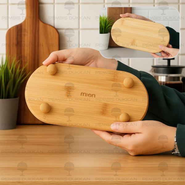 Bambu Oval Top Ayaklı İnce Yağdanlık Altlığı (1526)