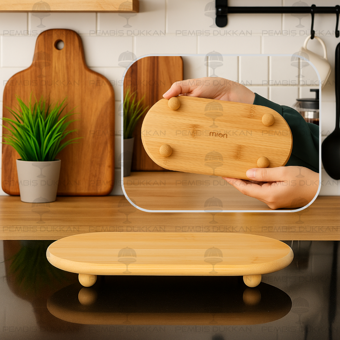 Bambu Oval Top Ayaklı İnce Yağdanlık Altlığı (1526)