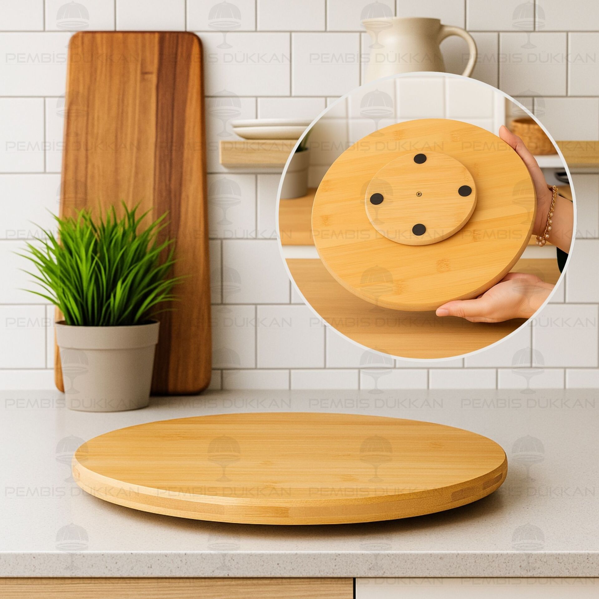 Bambu 30cm Döner Mekanizmalı Peynir Tabağı (8b86)