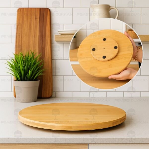 Bambu 30cm Döner Mekanizmalı Peynir Tabağı (8b86)