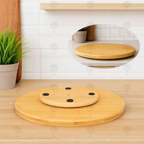 Bambu 30cm Döner Mekanizmalı Peynir Tabağı (8b86)