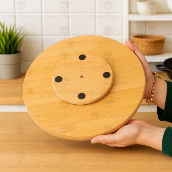 Bambu 30cm Döner Mekanizmalı Peynir Tabağı (8b86)