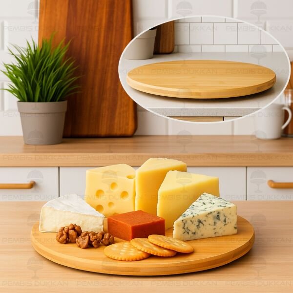 Bambu 30cm Döner Mekanizmalı Peynir Tabağı (8b86)