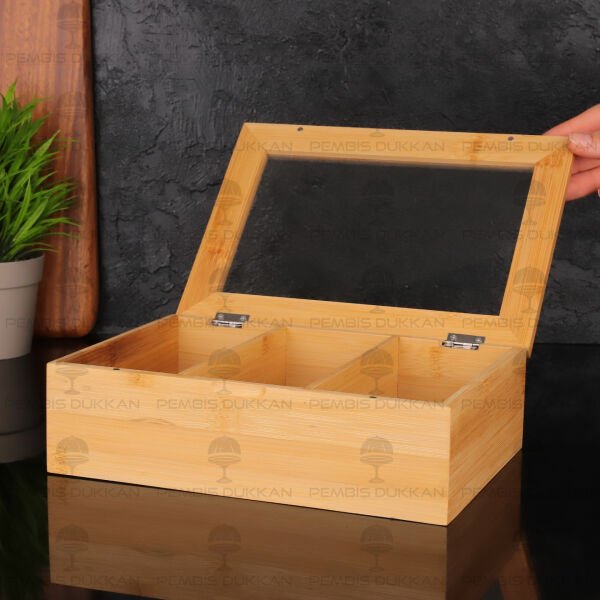 Bambu 3 Bölmeli Organizer & Bitki Çayı Kutusu (8b33)
