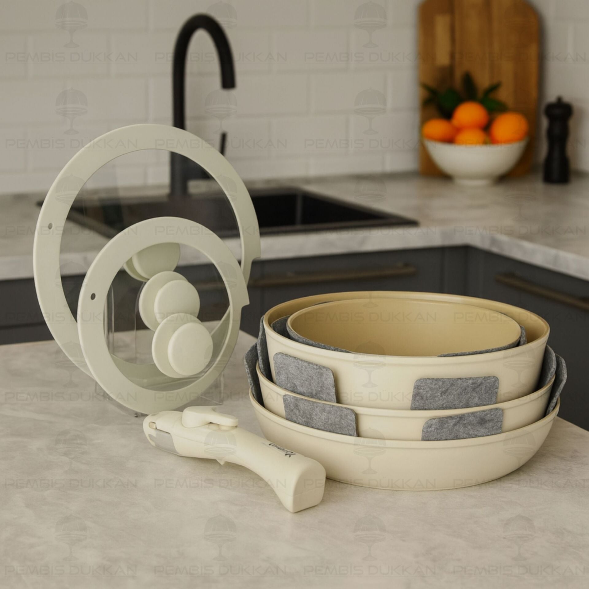 Bondy Amercook 11 Parça Tak Çıkar Krem Tencere Set