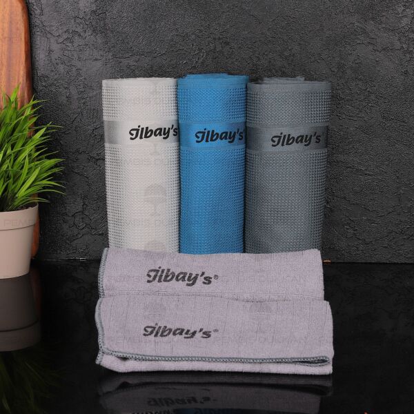 İlbays 5li Mikrofiber Bez (Mavi-Gri-Antrasit)