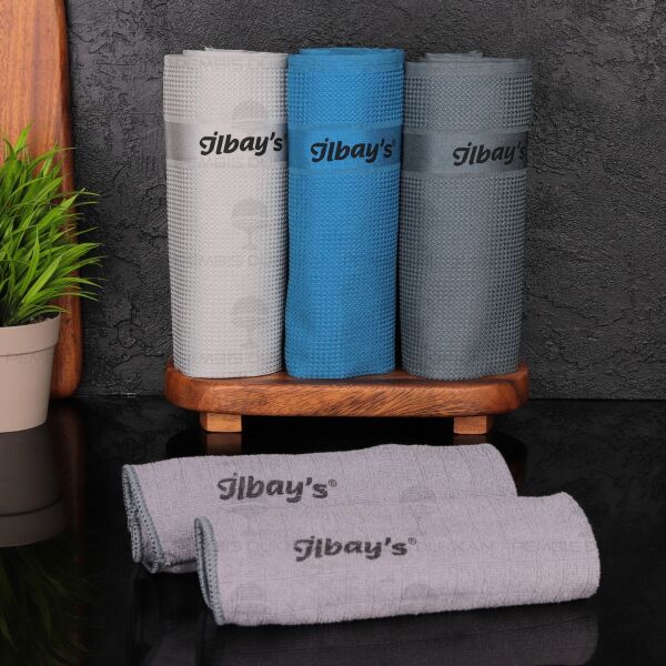 İlbays 5li Mikrofiber Bez (Mavi-Gri-Antrasit)
