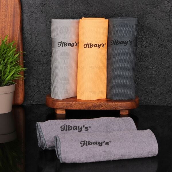İlbays 5li Mikrofiber Bez (Turuncu-Gri-Antrasit)