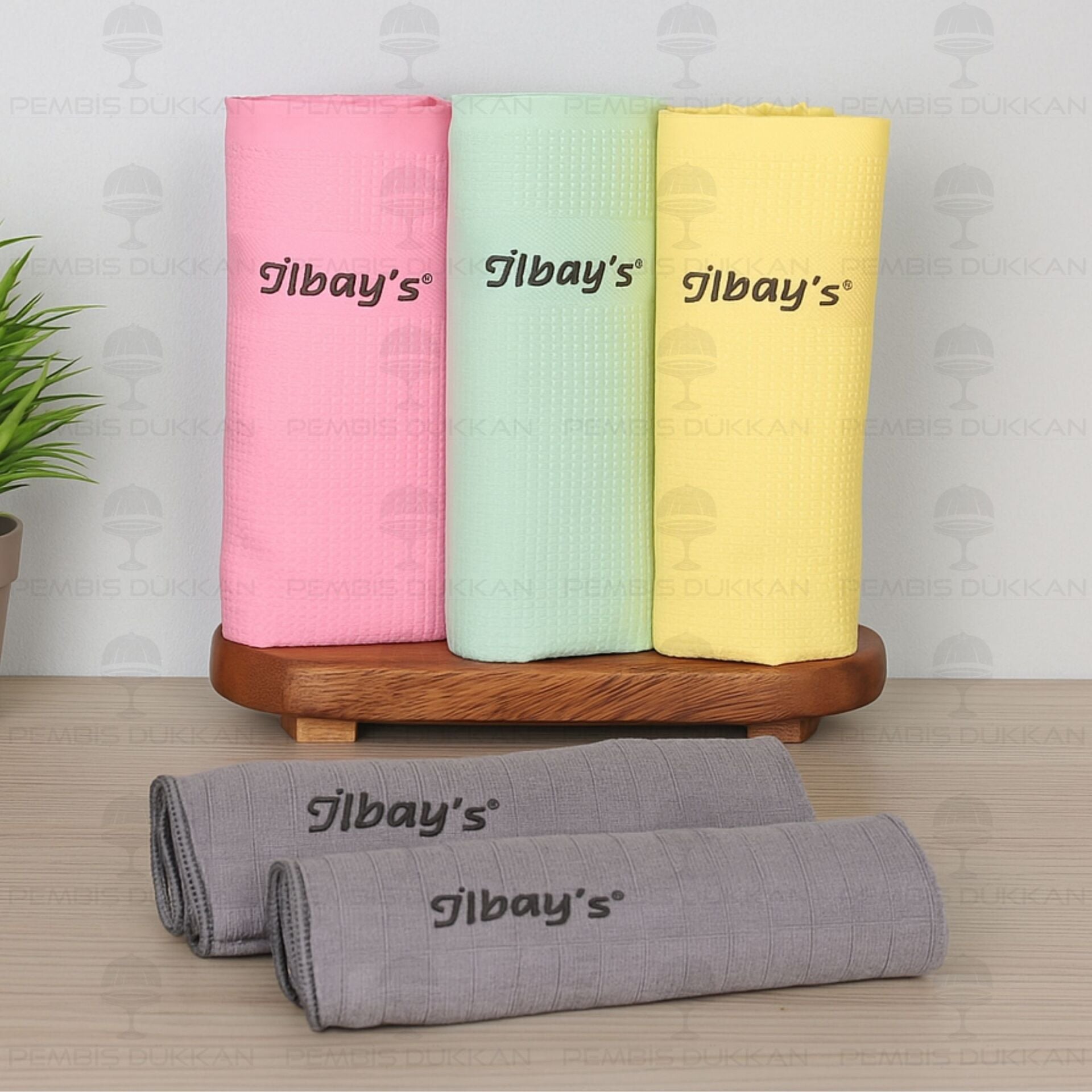 İlbays 5li Mikrofiber Bez (Pembe-Yeşil-Sarı-Gri)