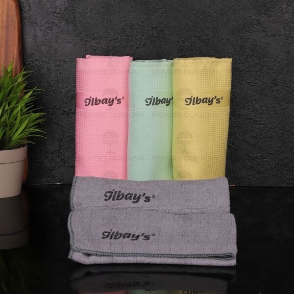 İlbays 5li Mikrofiber Bez (Pembe-Yeşil-Sarı-Gri)