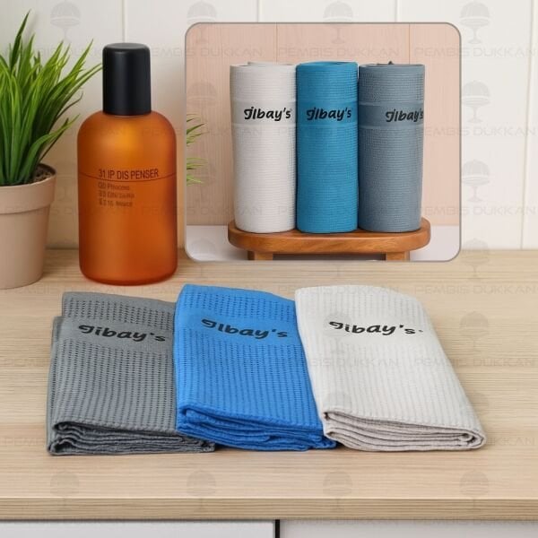 İlbays 3lü Mikrofiber Bez (Mavi-Gri-Antrasit)