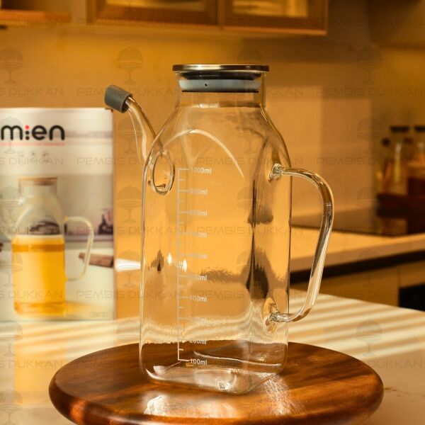 Kare Metal Kapaklı 1000ml Yağdanlık (Gla013)
