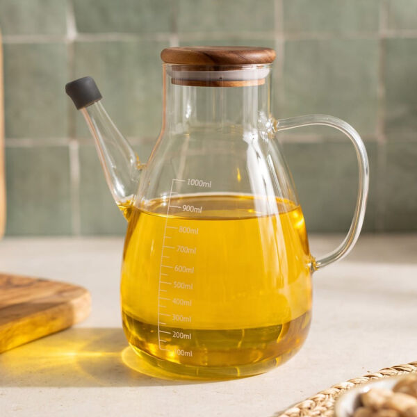 Tess Akasya Kapaklı 1000ml Yağdanlık (Gla020)