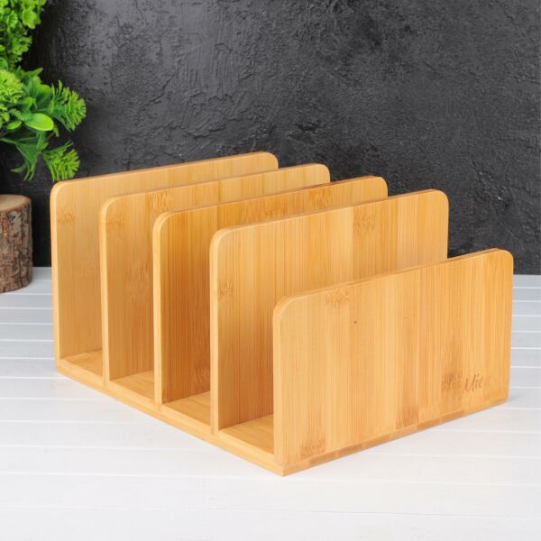 Bambu 4 Bölmeli Tabak - Tepsi - Kapak Düzenleyici Stand & Tabaklık (740)