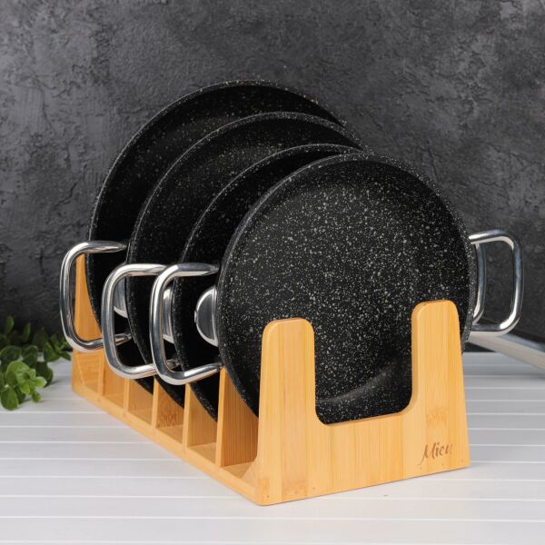 Bambu 6 Bölmeli Tabak - Tepsi - Kapak Düzenleyici Stand & Tabaklık (739)