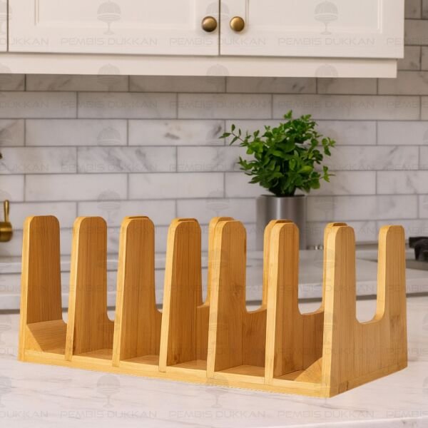 Bambu 6 Bölmeli Tabak - Tepsi - Kapak Düzenleyici Stand & Tabaklık (739)