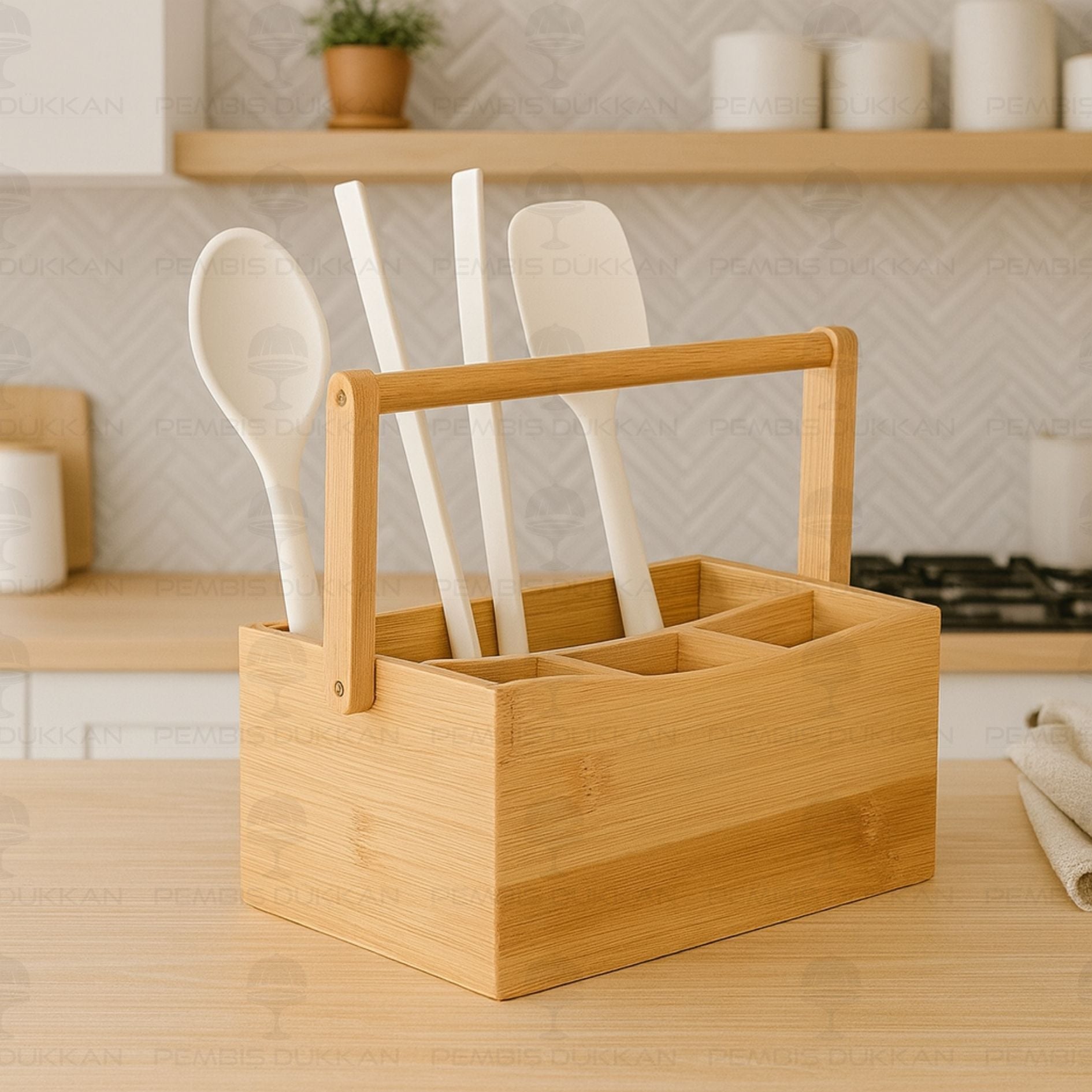 Bambu 4 Bölmeli Kepçelik & Kaşıklık (622)