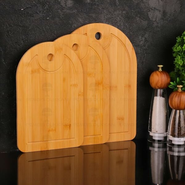 3lü Bambu Oval Kenarlı Kesim Pano - Kesme Tahtası (596)