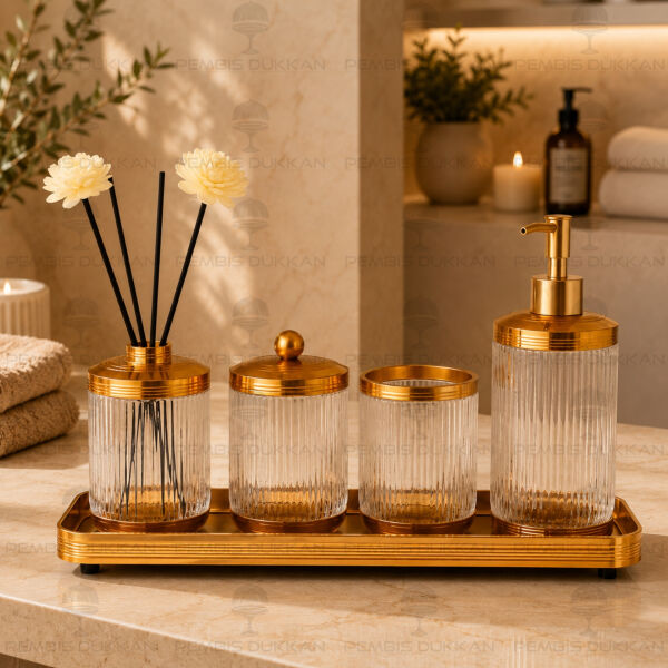 Astra 5 Parça Tepsili Gold Banyo Set