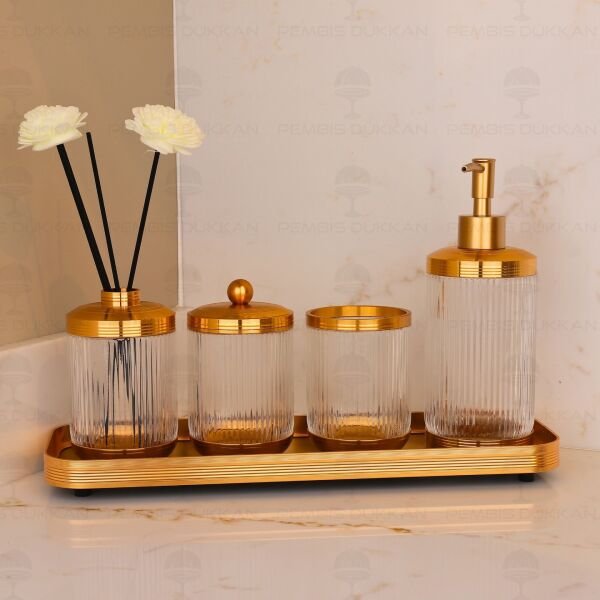 Astra 5 Parça Tepsili Gold Banyo Set