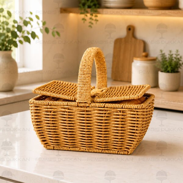 Rattan Dikdörtgen Mini Ceviz Sepeti (6067)