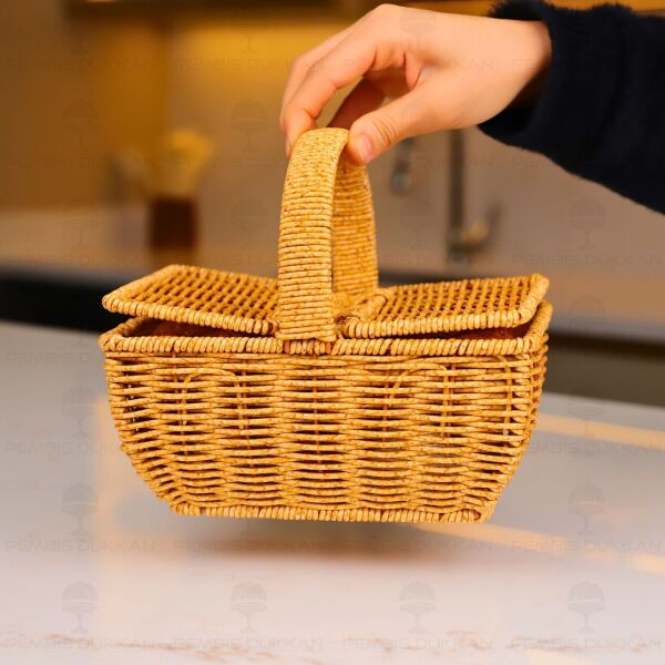Rattan Dikdörtgen Mini Ceviz Sepeti (6067)