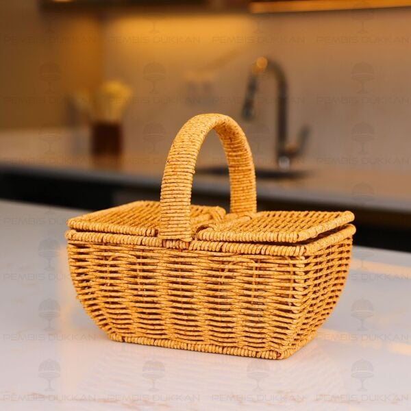 Rattan Dikdörtgen Mini Ceviz Sepeti (6067)