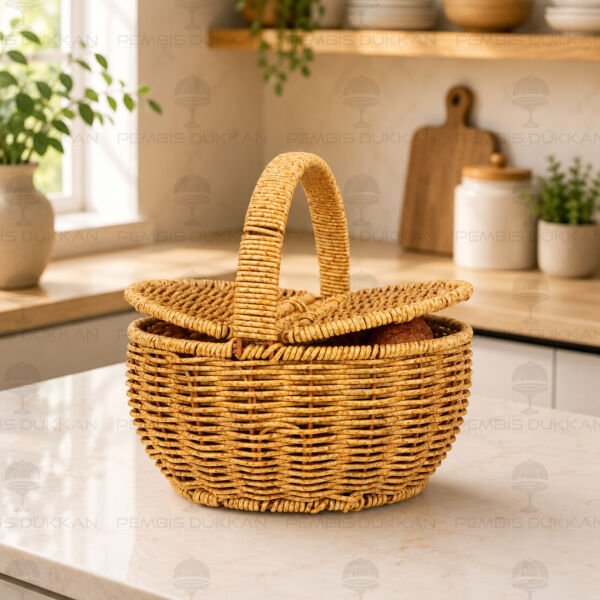Rattan Yuvarlak Mini Ceviz Sepeti (6068)