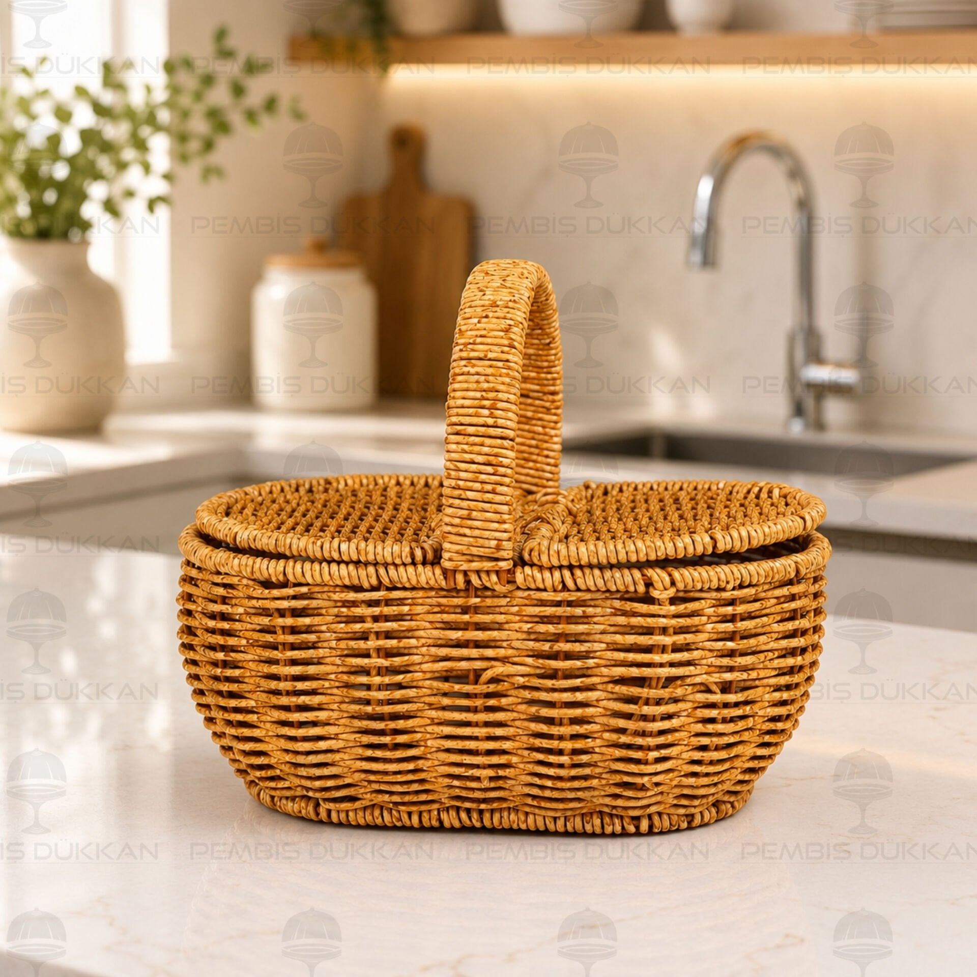 Rattan Oval Mini Ceviz Sepeti (6069)