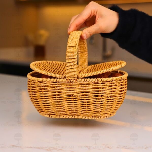 Rattan Oval Mini Ceviz Sepeti (6069)