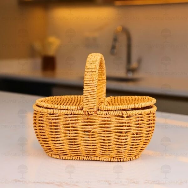 Rattan Oval Mini Ceviz Sepeti (6069)