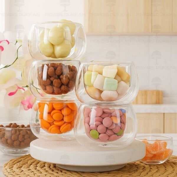 1 Adet Çift Cidarlı Reçel Çerez Kase (12472)