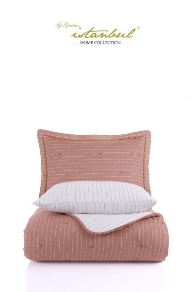 Soft Dreams Tek Kişilik Natural Yatak Örtü Seti - Kiremit