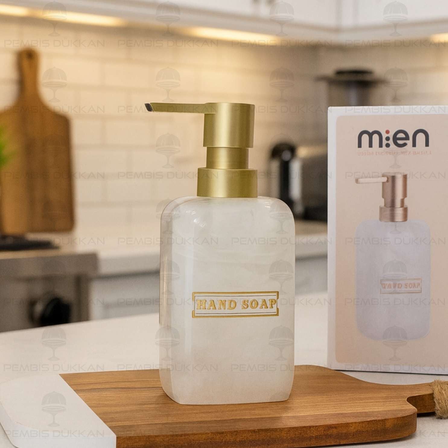 Krem Sedefli Desen, Polyresin Sıvı Sabunluk (56813)