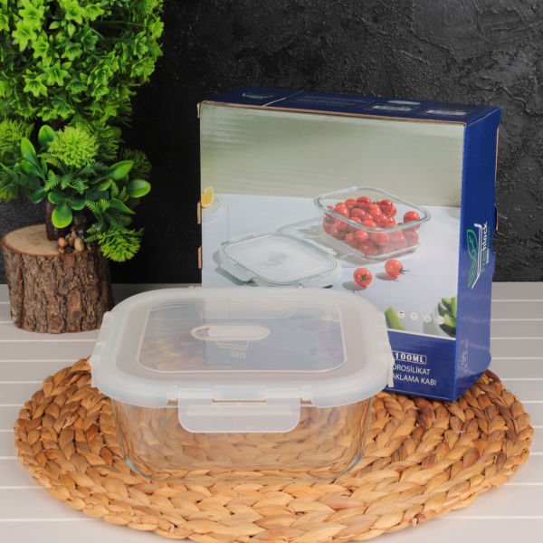 Freshlock Kare 1100ml Vakumlu, Kilitli Cam Saklama Kabı