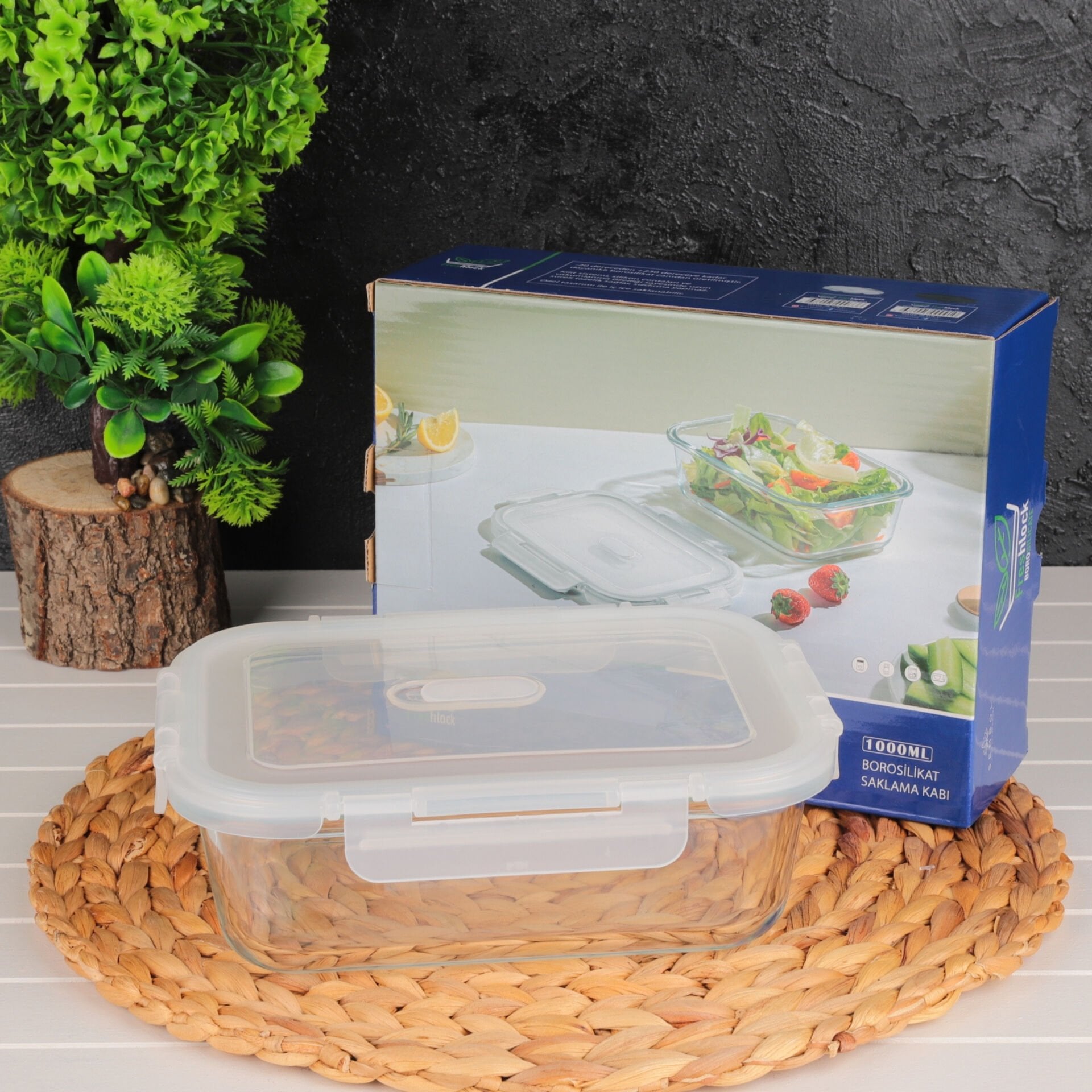 Freshlock Dikdörtgen 1000ml Vakumlu, Kilitli Cam Saklama Kabı