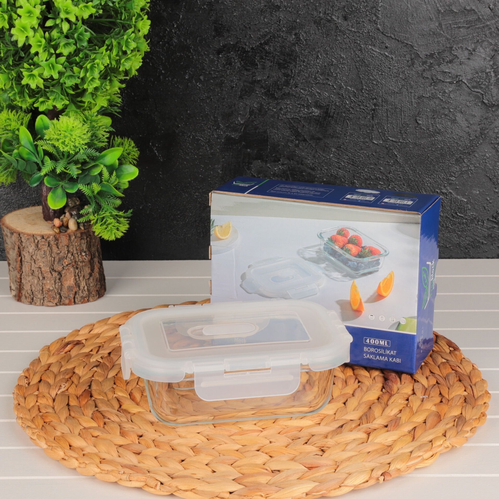 Freshlock Dikdörtgen 400ml Vakumlu, Kilitli Cam Saklama Kabı