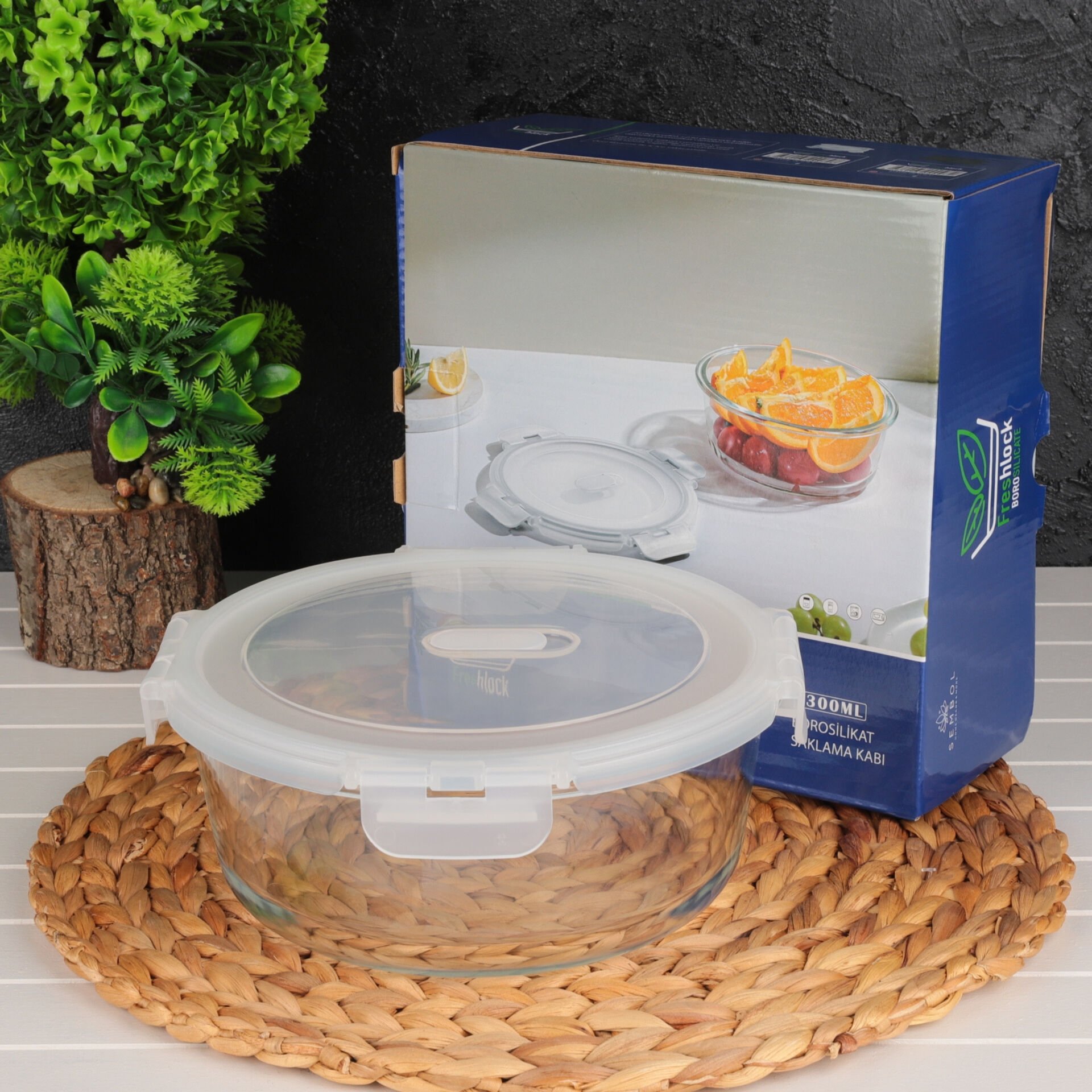 Freshlock Yuvarlak 1300ml Vakumlu, Kilitli Cam Saklama Kabı