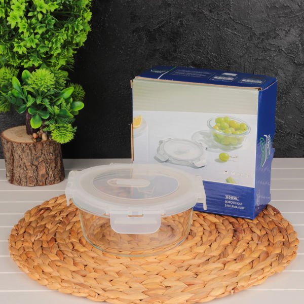 Freshlock Yuvarlak 600ml Vakumlu, Kilitli Cam Saklama Kabı