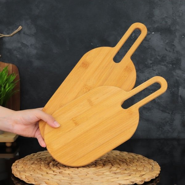 Bambu Oval Kulplu Peynir Tabağı & Tezgah Arkası Pano (7b34)