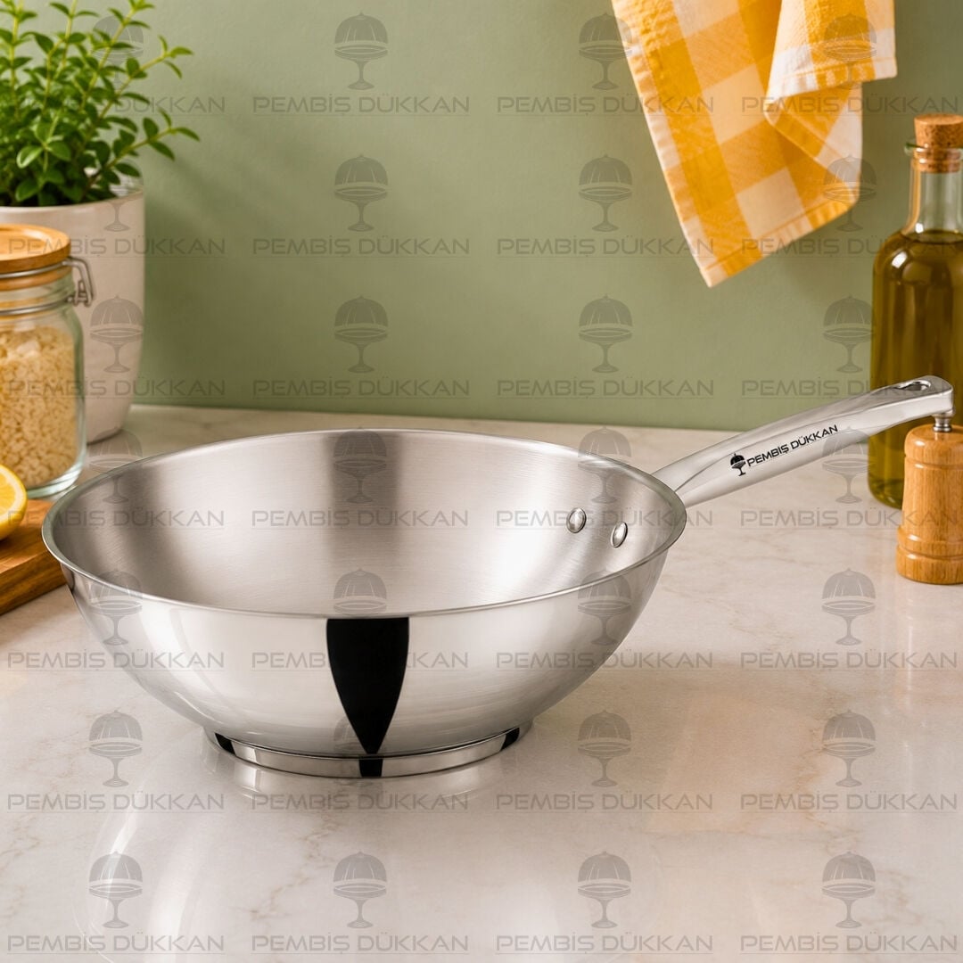 Aux 28 Cm Çelik Wok Tava