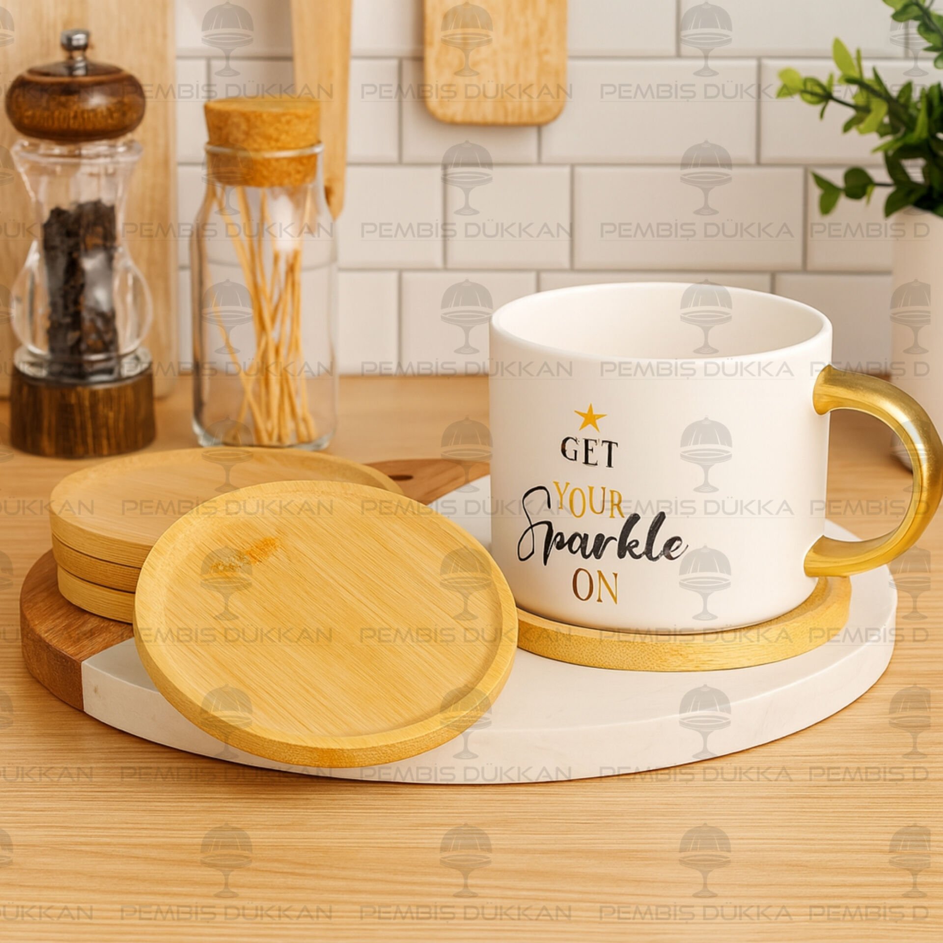 6lı Bambu Kupa & Bardak Altlığı (537)