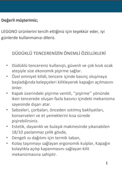 Leggno 4 Lt Düdüklü Tencere