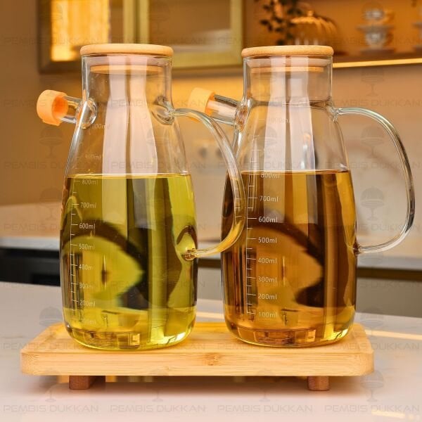 Bambu Altlıklı, 2li Milo Bambu Yağdanlık Set (1113 + 8b31)