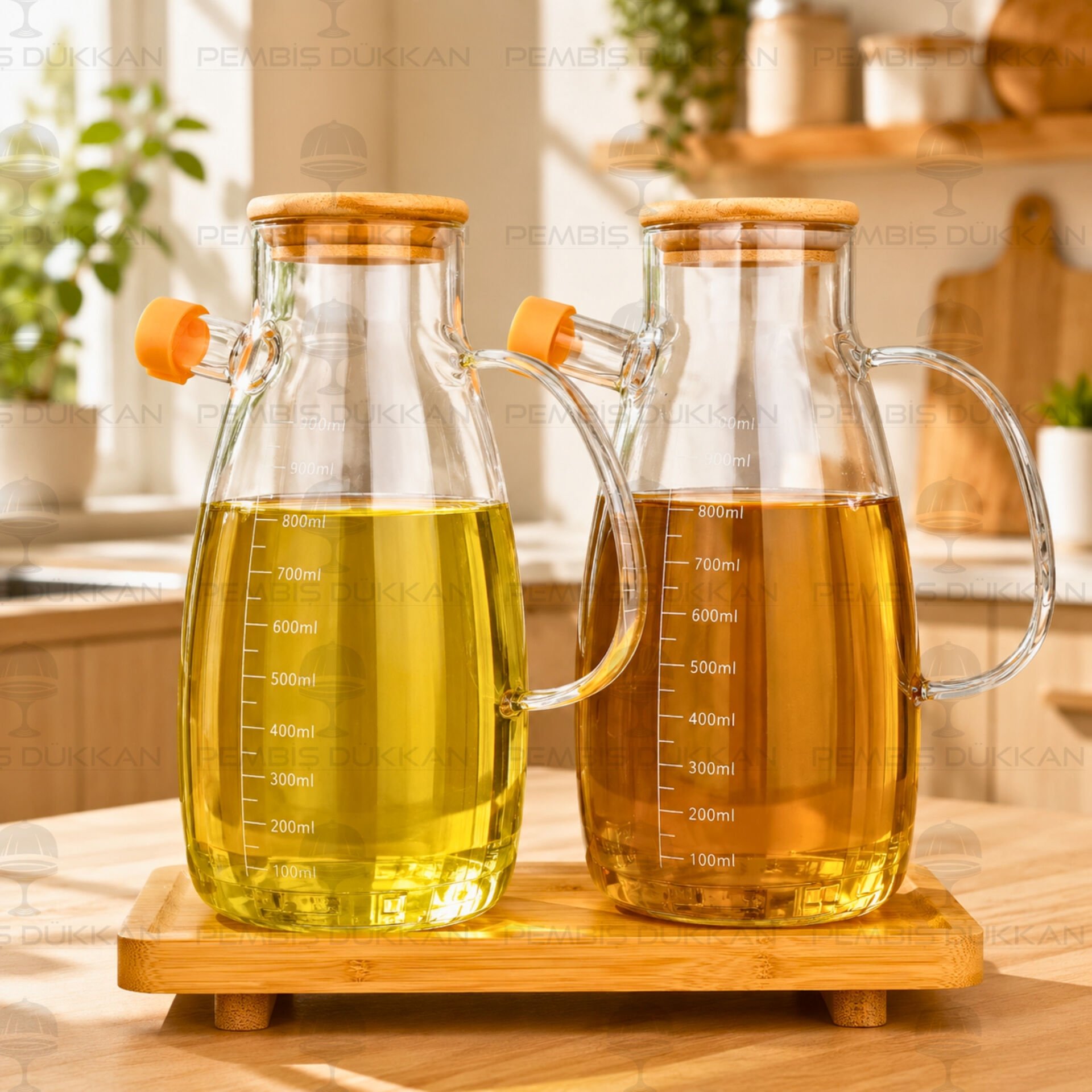 Bambu Altlıklı, 2li Milo Bambu Yağdanlık Set (1113 + 8b31)
