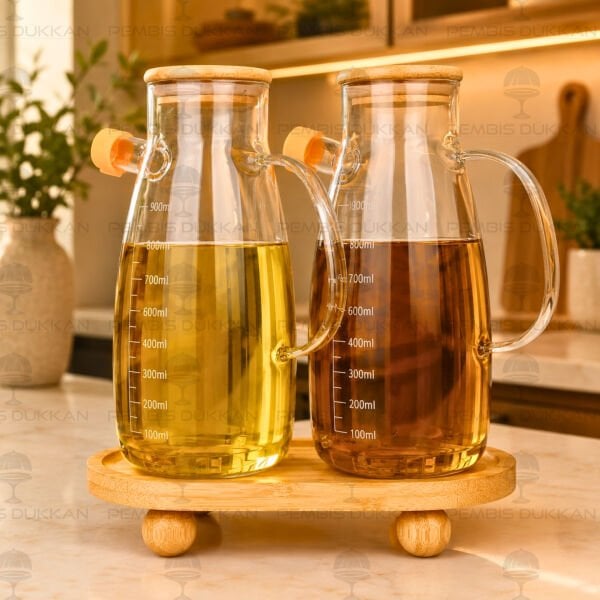 Bambu Altlıklı, 2li Milo Bambu Yağdanlık Set (1113 + 1094)