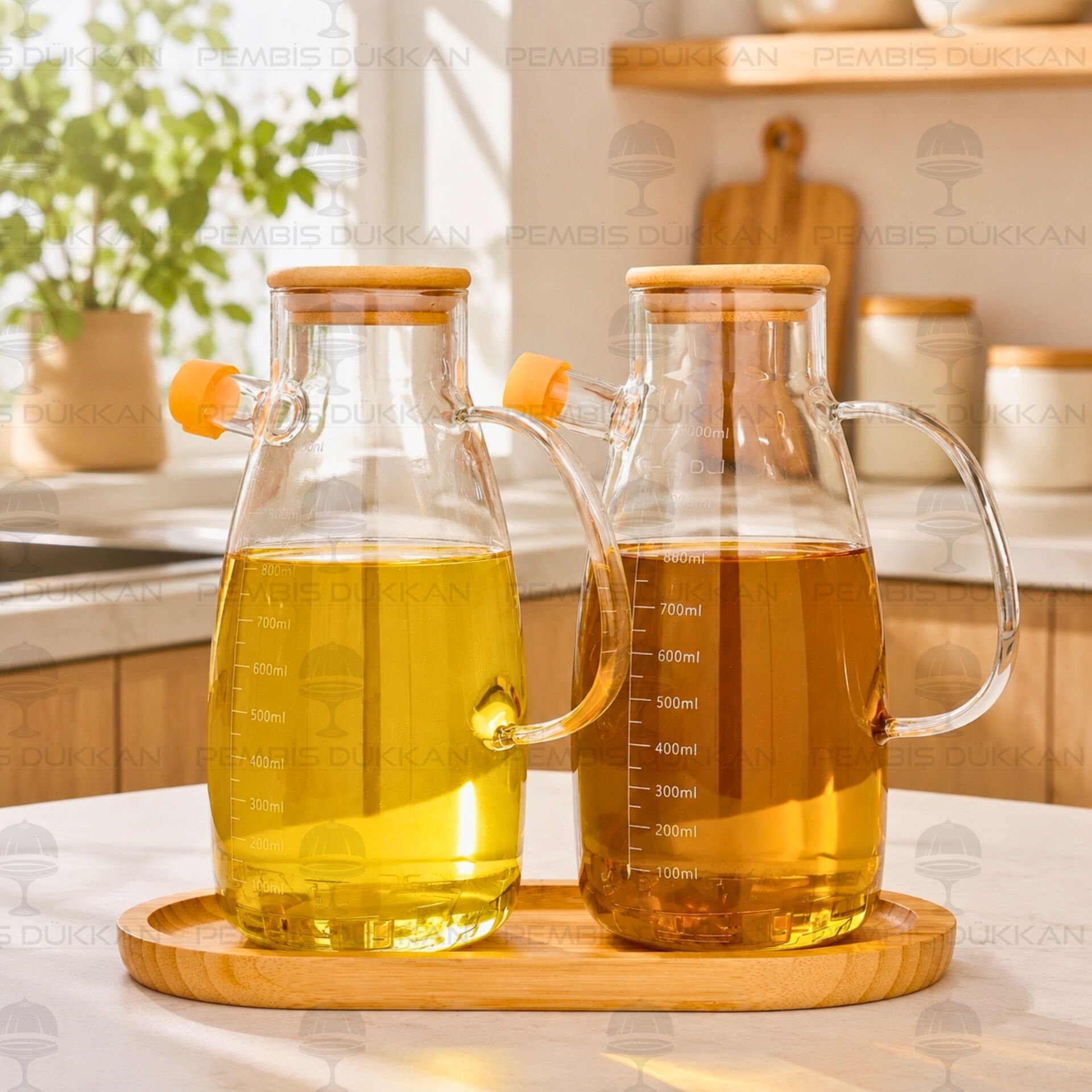 Bambu Altlıklı, 2li Milo Bambu Yağdanlık Set (1113 + 75652)