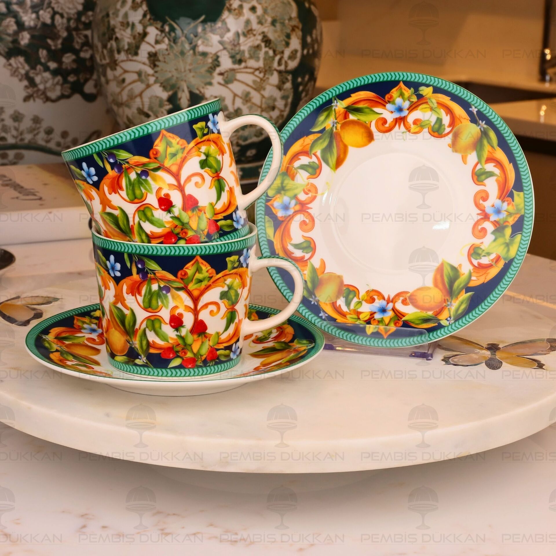 Capri Flora 2 Kişilik Çay Fincan Takımı