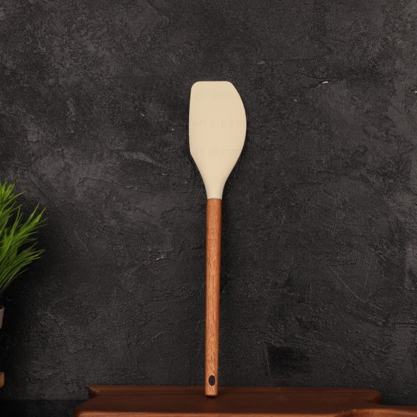 Akasya Saplı Krem Silikon Yan Spatula (1198)